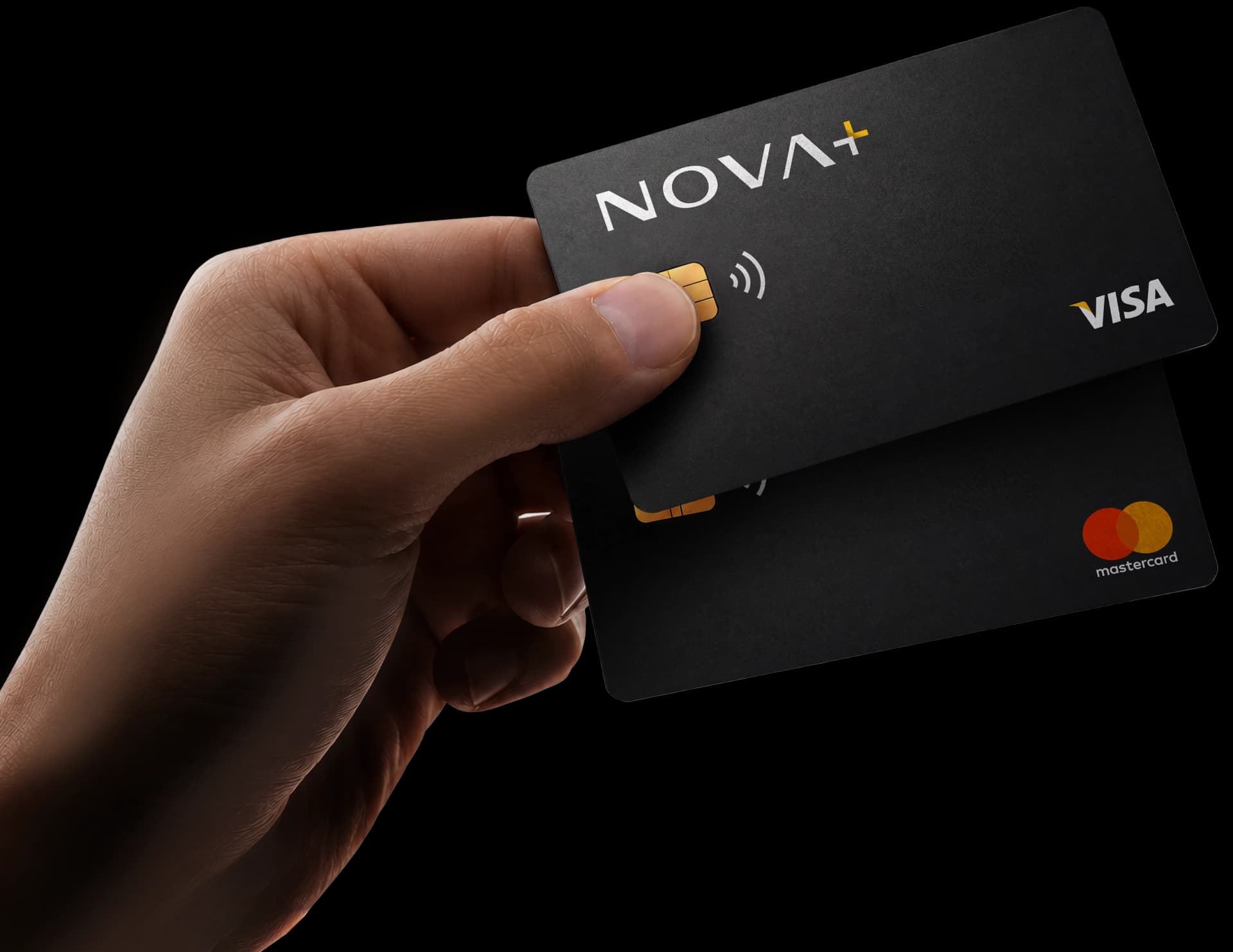 NOVA+ cards held in hand